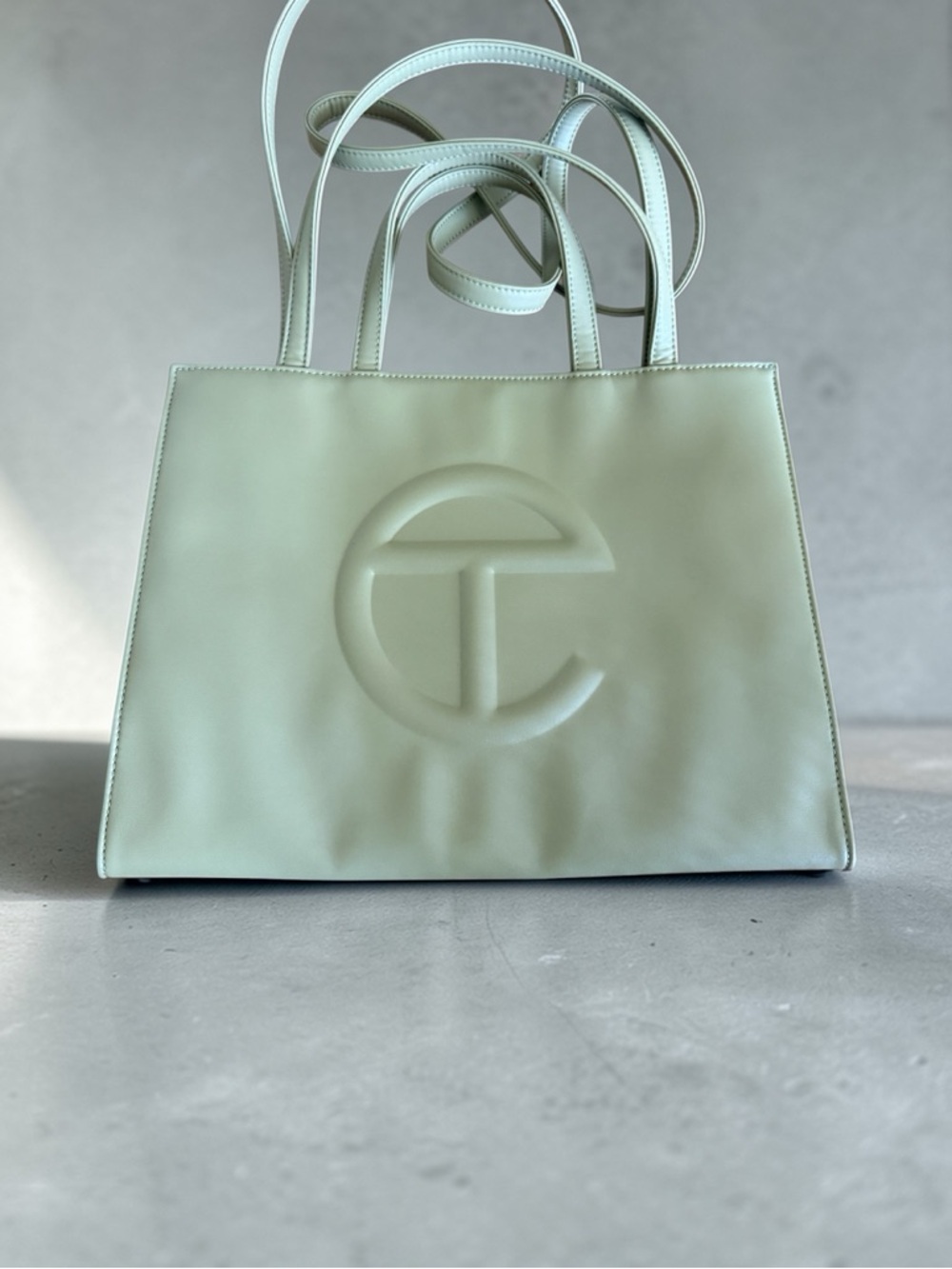 Telfar Pale Mint Leather Shopping Tote